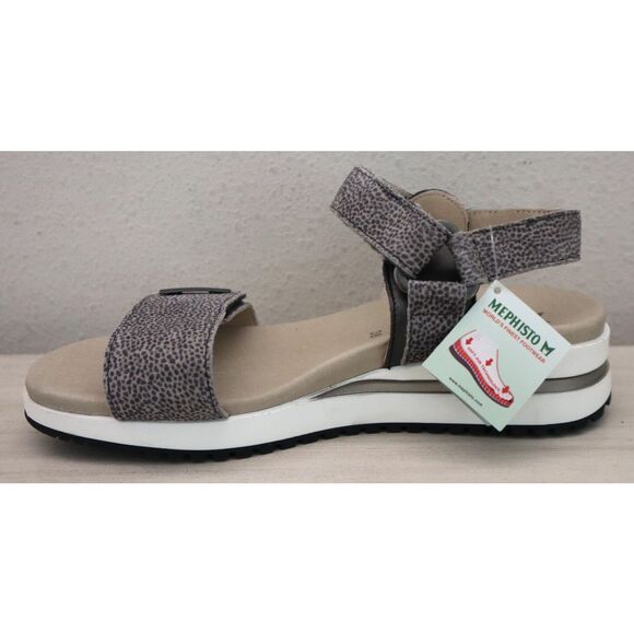 Mephisto Women's Sz EUR 38 US 8 Gray Leather Jeanie Strappy Wedge Sandals - Picture 6 of 12